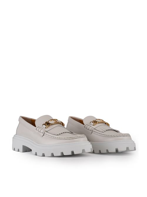 Mocassino con frange in pelle bianco TOD'S | XXW08J0GF80 RXNB015